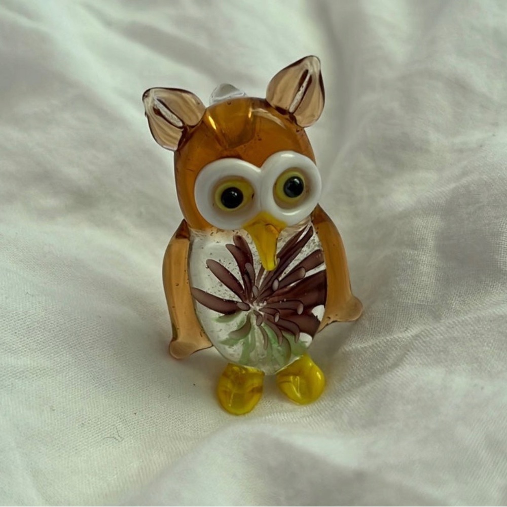 Glow in the dark Murano owl pendant